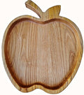 Bandeja decorativa en forma de manzana tallada en madera de castaño