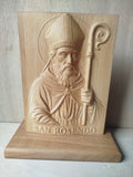San Rosendo talla en relieve madera de haya