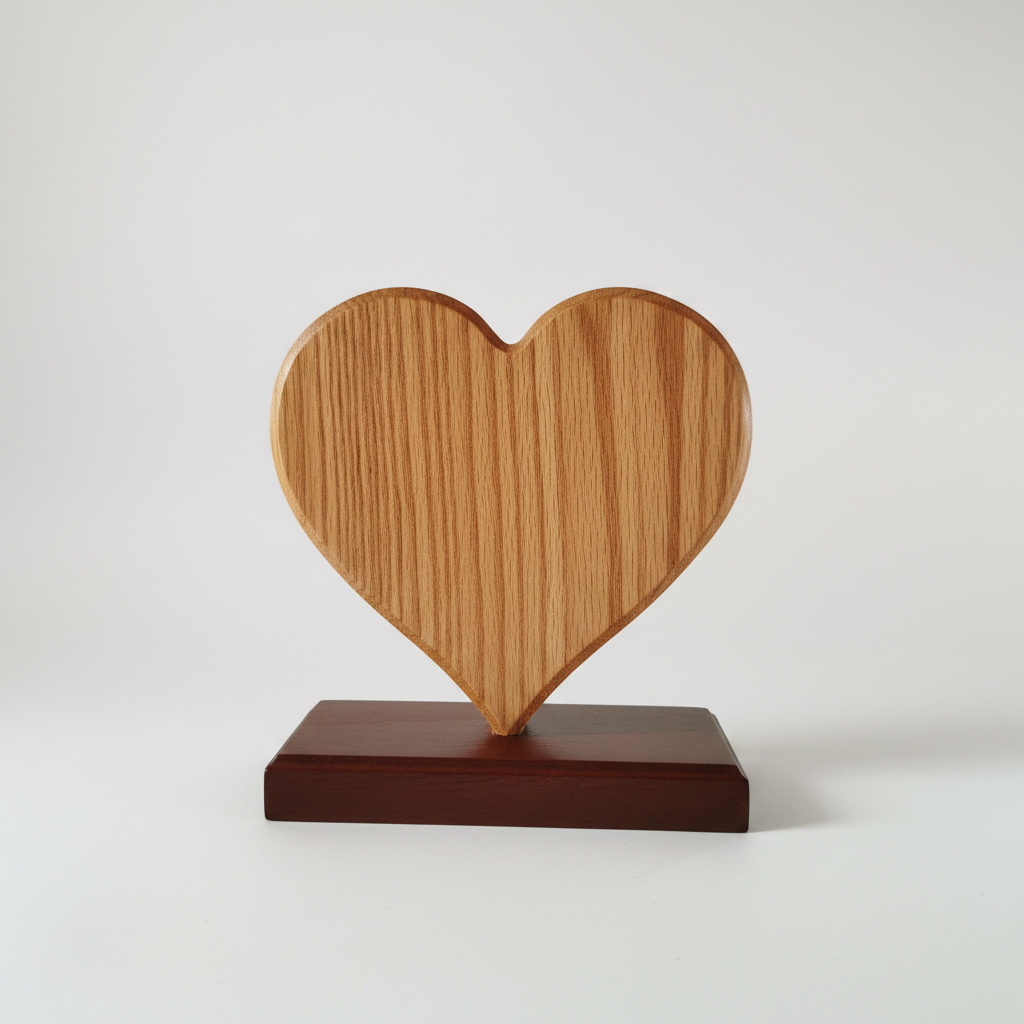 Corazón decorativo roble y caoba - imagen de producto profesional